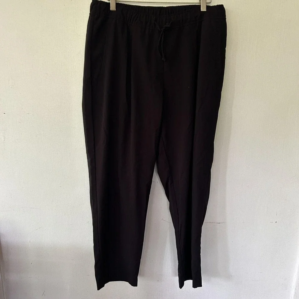 Old Navy High Rise Billie Pants Womens Large Black Pockets Tie Waist Minimalist